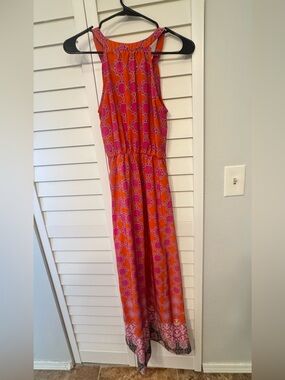 Banana Republic Pink and Orange Patterned Sleeveless Dress